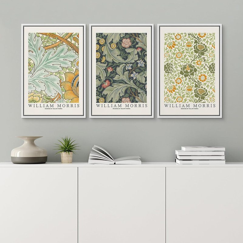 Art mural classique de William Morris, H 24 po x l 16 po, Impression encadrée, Plastique blanc