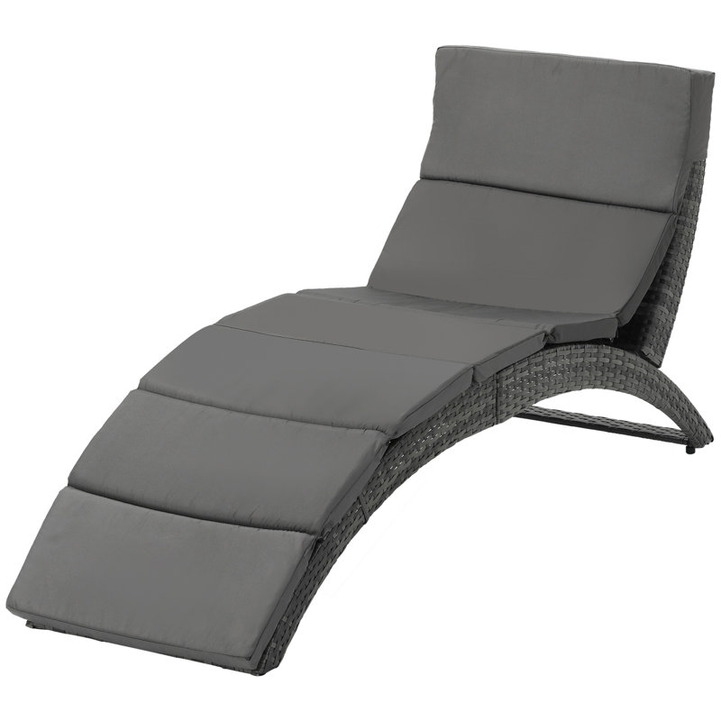 Aymelia 156 cm Long Reclining Single Chaise with Cushions, Grey, Grey