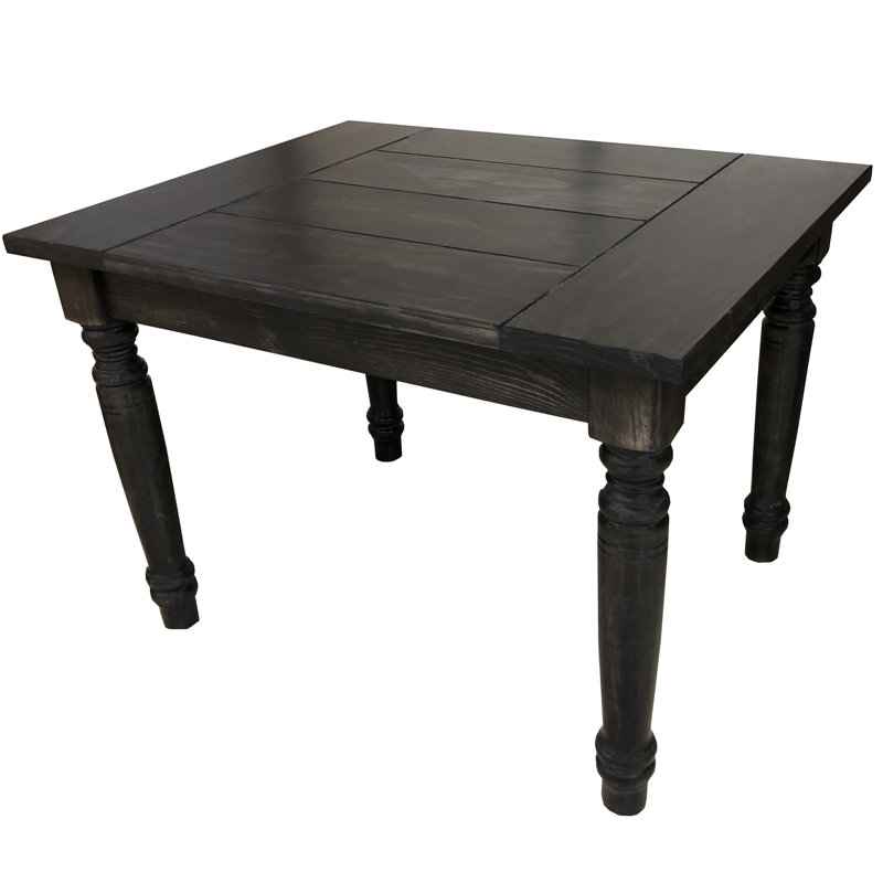 Table de salle à manger en pin bhagchandani, H 30 po x l 34 po x 42 po, Noir, Noir