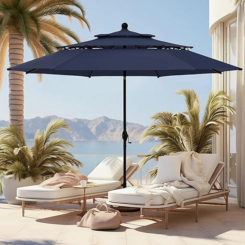 Grand parasol d'extérieur à 3 niveaux pour terrasse avec a ..., Marine