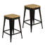 Tabouret de bar 2 pièces en métal avec dossier en bois massif-72272376