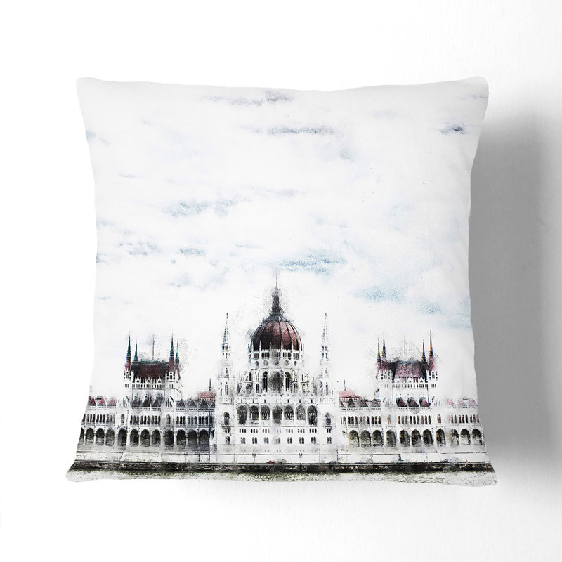 Square Cushion, 40cm H x 40cm W x 15cm D, White