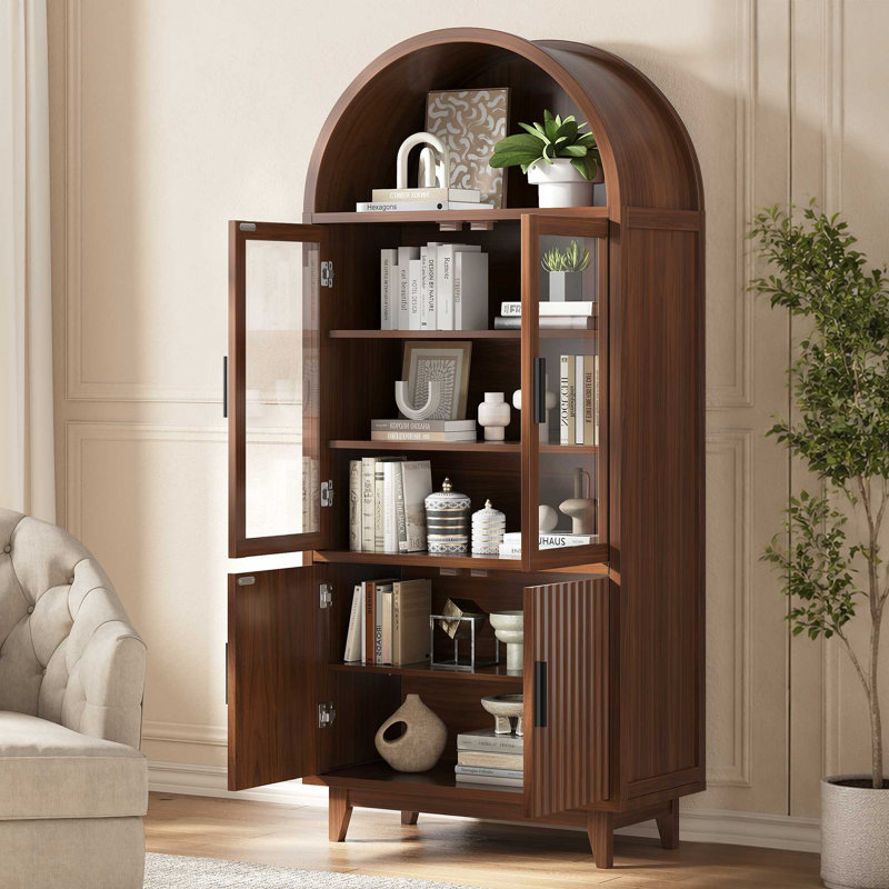 Grande armoire de rangement arquée 70,8 po, Noir, Brun