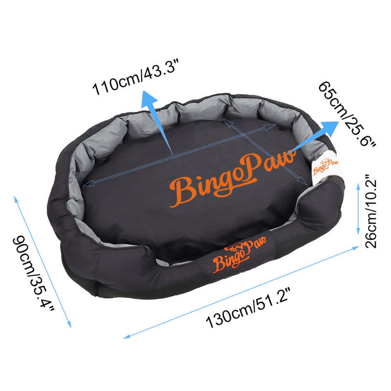Waterproof Orthopedic Bolster Dog Bed, Extra Extra Large (51.2" W x 35.4" D x 10.2" H)