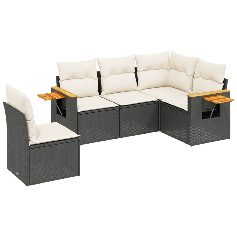 Ensemble de canapé de jardin Vidaxl noir, blanc crème