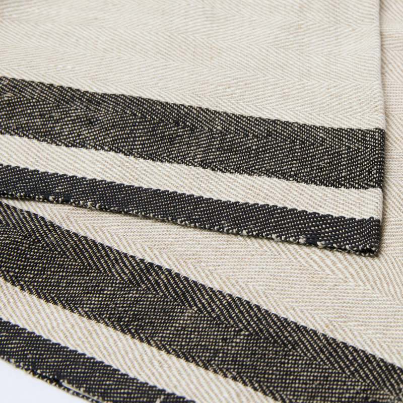 Gordes Handmade Striped Table Runner, 72" L x 20" W, Natural/Charcoal