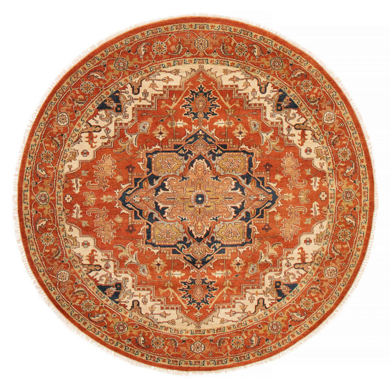 Tapis cuivre foncé en laine noué à la main 7 pi 10 po x 7 pi 10 po Jules Sultane