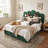 Modern Palm-Shaped Upholstered Bed with Lift Up Storage, Queen, Green Velvet-1602480140-1604685467