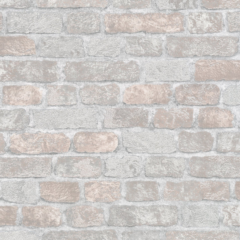 Ninti Industrial Effects Glass Stone Brick Effect Wallpaper Roll 10.05m x 53cm, Cream
