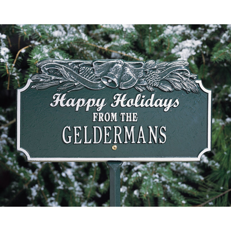 Happy Holidays with Bells Garden Stake, Red/Gold, Yes