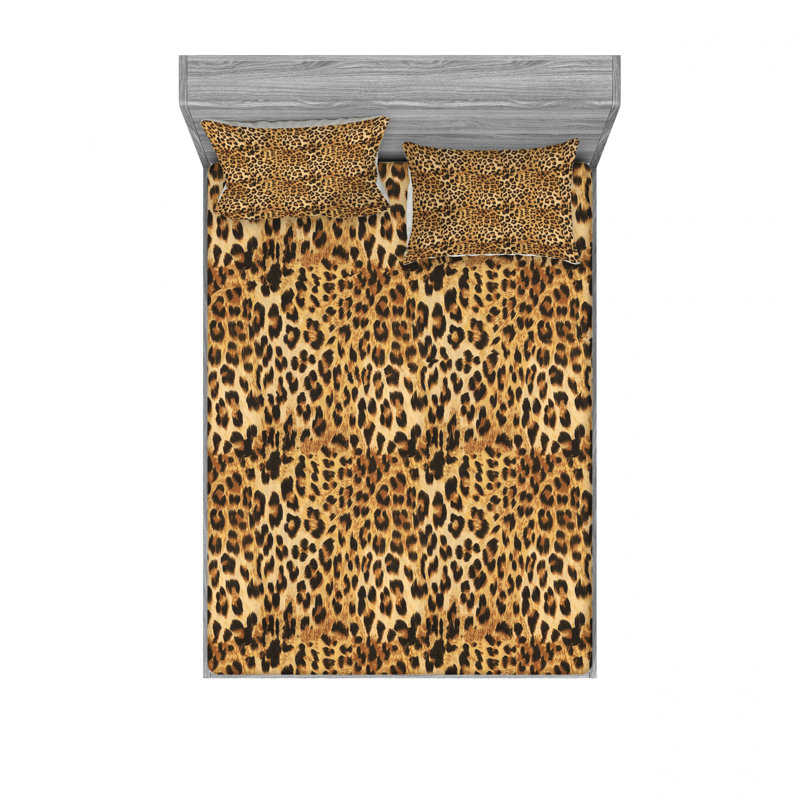 Microfiber Animal Print Sheet Set, Full Sheet Set with 2 Pillowcases