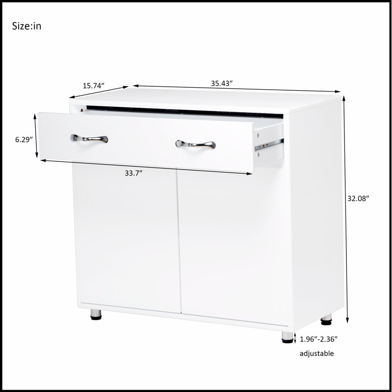 Two Door Side Table with Spacious Storage and Smooth Sliding Drawers, Perfect for Organized and Stylish Kitchens