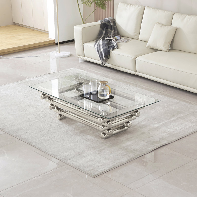 Table basse Faviola, Argent argent, H 15,36 po x L 54,8 po x l 27,56 po