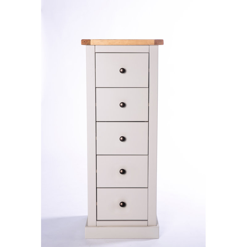 Engelhardt 45cm W 5 - Drawer Chest of Drawers, Grey/White, Brass