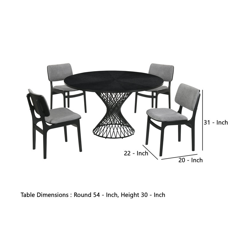 Schoonmaker 4 - Person Pedestal Dining Set, Black, Black