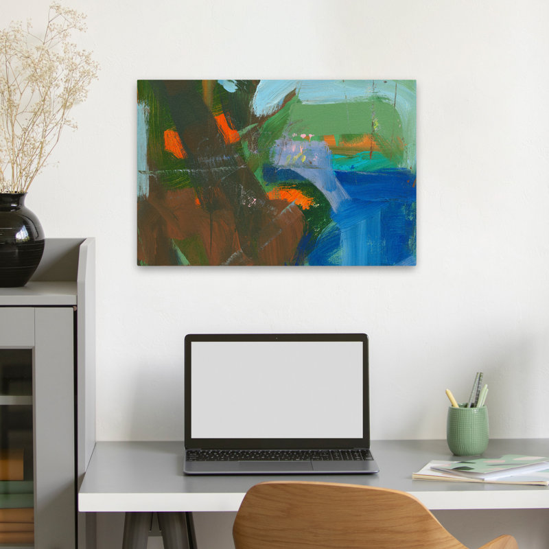 Blue Pool Fragment 3 - Abstracts, art contemporain, H 16 po x l 24 po