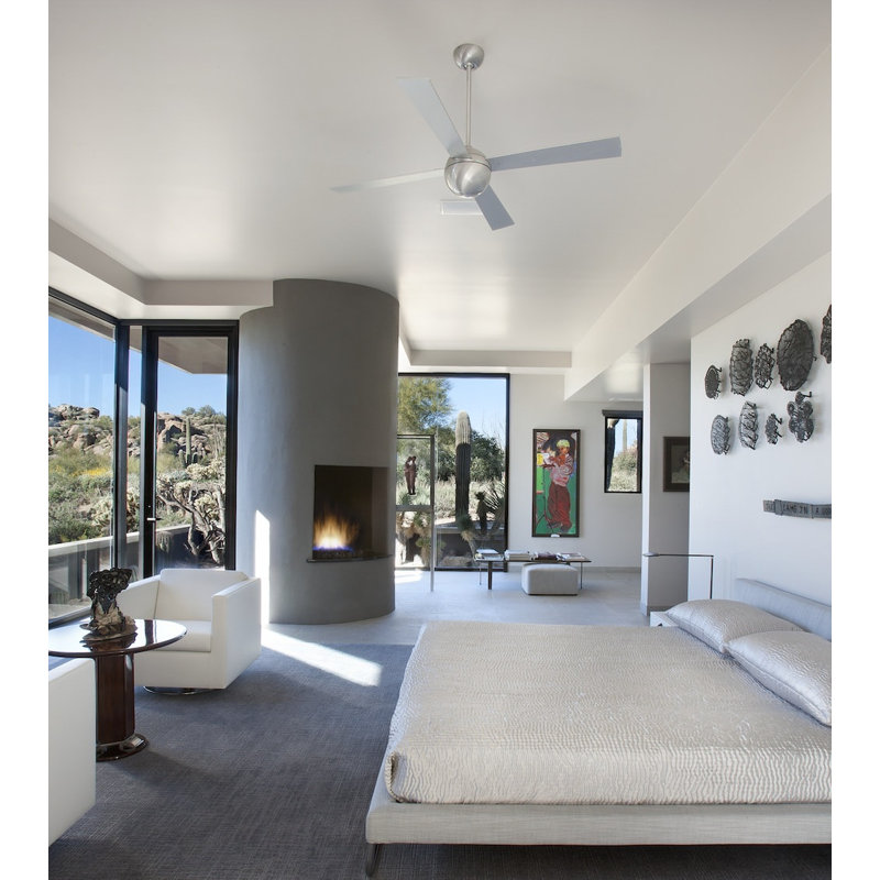Ball Downrod Ceiling Fan, Brushed Aluminum, Aluminum, Fan Speed Control