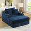 Canapé de coin confortable en velours côtelé bleu avec 2 coussins décoratifs et assise profonde, tissu doux et confortable, structure à ressorts de haute qualité, ergonomie bien pensée, montage facile