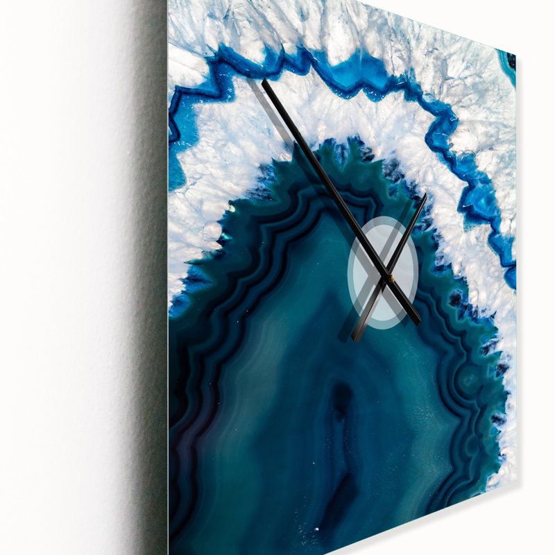 Géode bleue brésilienne - horloge murale moderne, Moyen