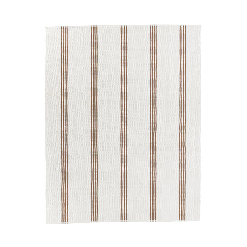 Sorrento 2x3 Handwoven Performance Stripe Ivory Fabric Rug, Rectangle 8' x 10'