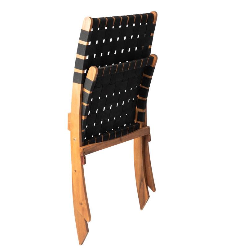 Jalieah Patio Sense Sava Folding Chair, Low Slung Portable Seating ,Solid Acacia Wood ,indoor-outdoor, Black