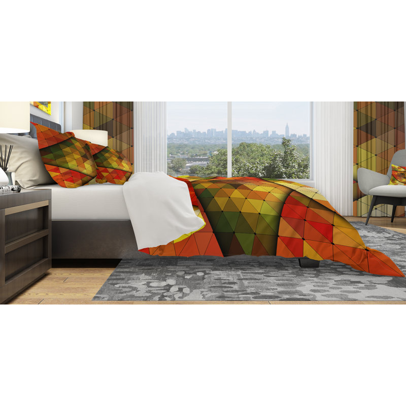 Modern & Contemporary Geometric Shapes Duvet Cover, Queen Duvet Cover + 2 Shams