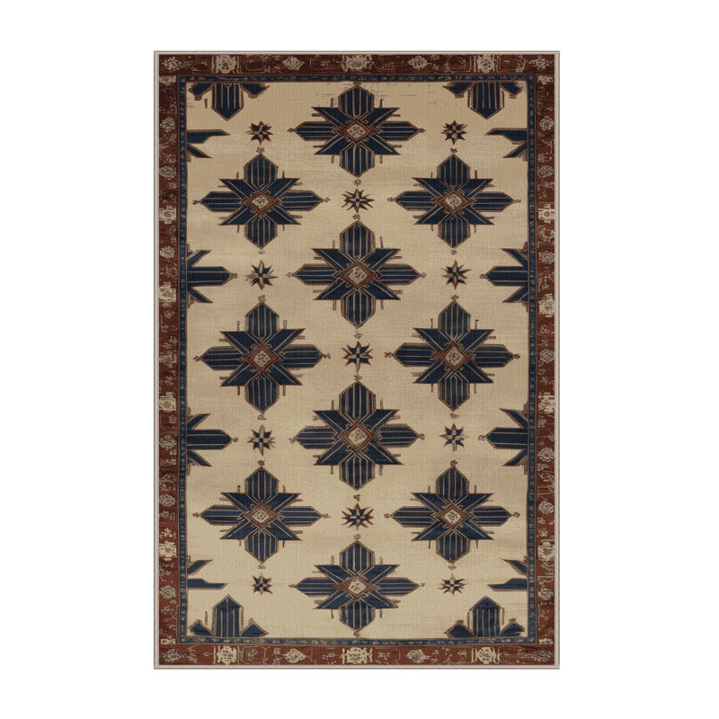 Tapis art déco brun lavable à la machine, Rectangle 4 pi x 6 pi