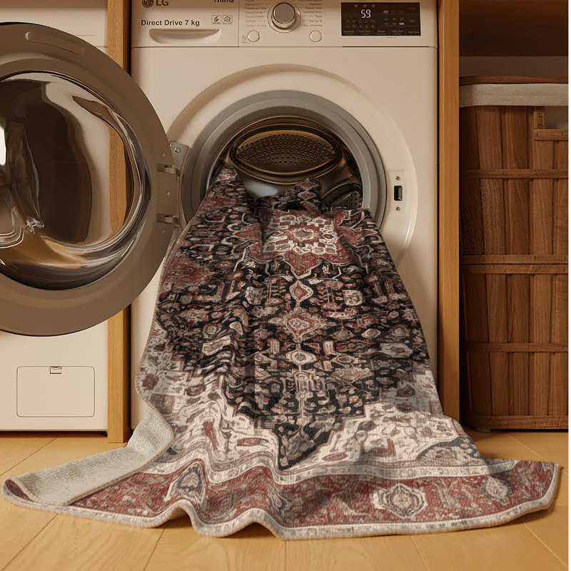 Tapis brun lavable à la machine, Rectangle 7 pi x 9 pi