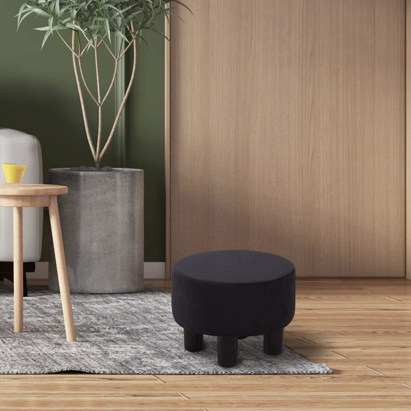 Tabouret d'appoint en bois, Velours noir