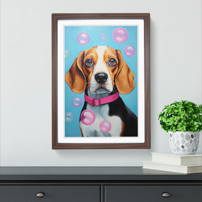 Beagle Bubble Gum - Single Picture Frame Print on Wood
