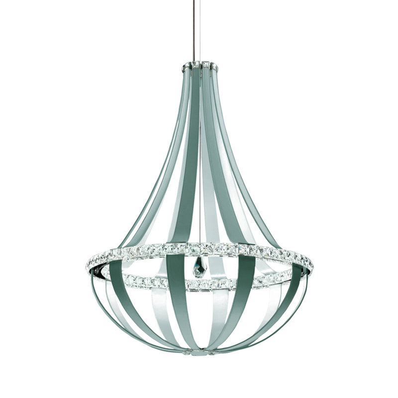 Crystal Empire 20 - Light LED Chandelier, Iceberg Leather, 3000K