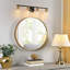 Luminaire de meuble-lavabo moderne avec abat-jour en verre transparent, applique murale à 4 lumières, finition noire et dorée, douilles E26, installation facile, convient à divers styles d'intérieur