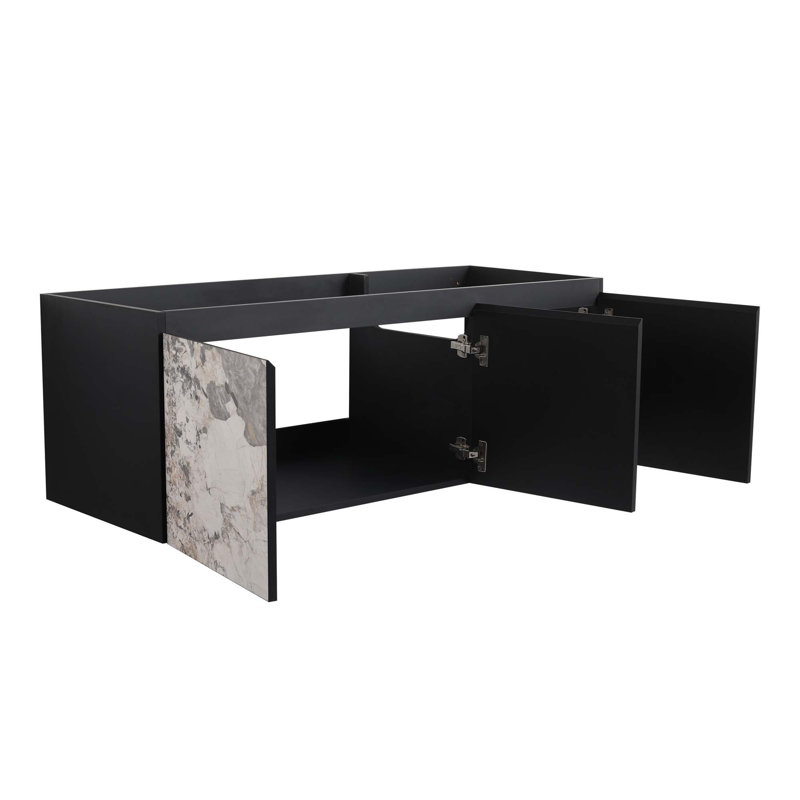 Meuble-lavabo flottant mural et porte d'armoire à fermeture en douceur