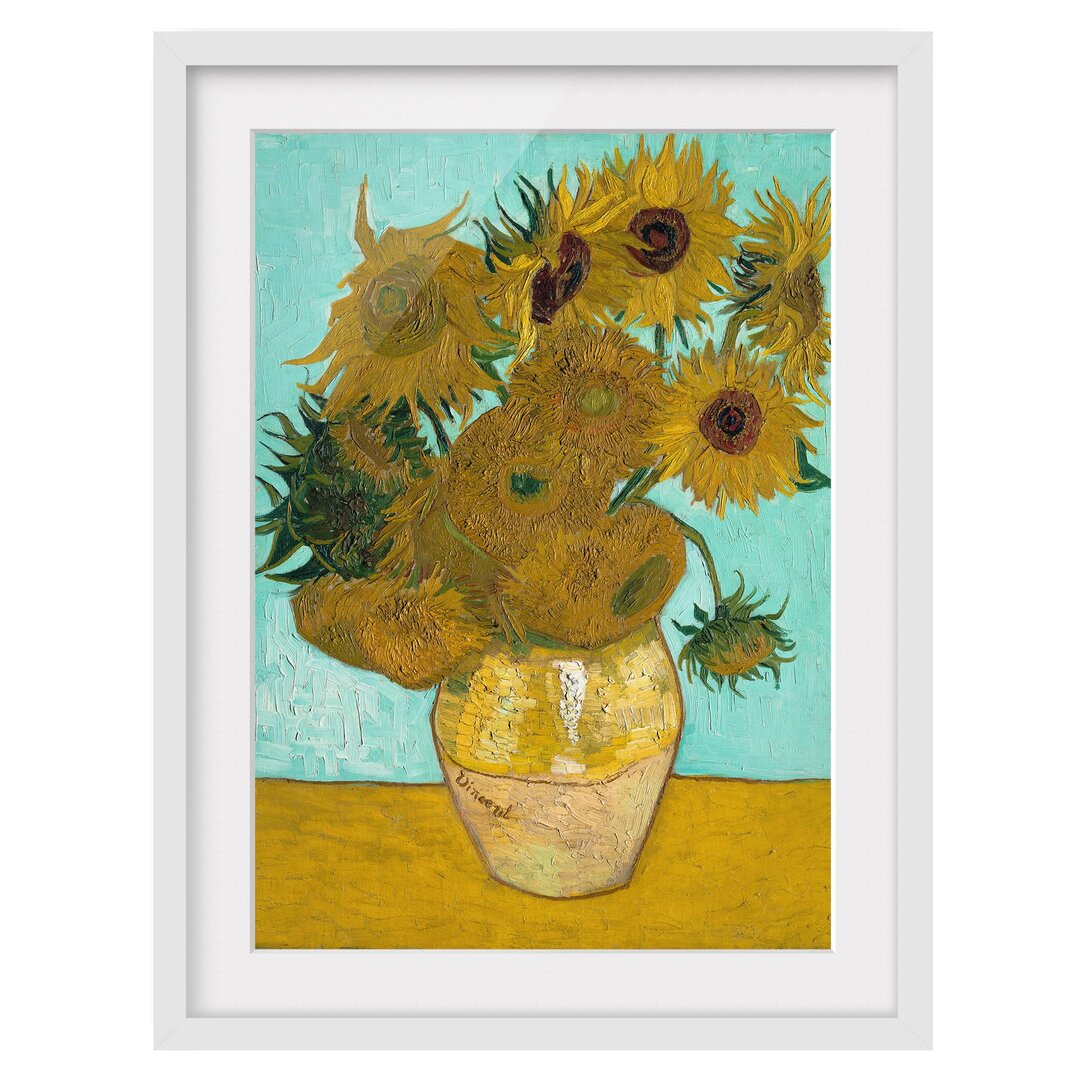 Gerahmter Kunstdruck Vase mit Sonnenblumen von Vincent van Gogh