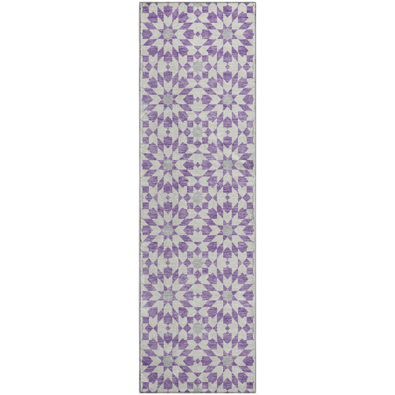 Premium Machine Washable Tweedy Lavender Rug, Runner 2'3" x 7'6"