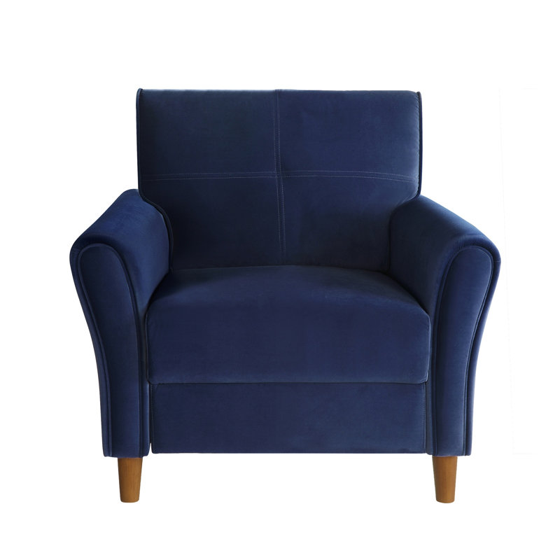 Fauteuil en velours de 36 po Thorhild, Bleu velours
