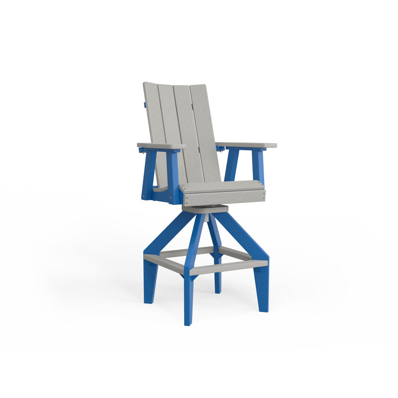 SOL Outdoor Bar Stool, Pacific Blue, White