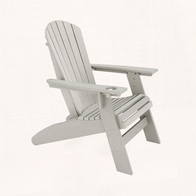Curved Back Adirondack Chair with Cup Holder – Weather-Resistant HDPE for Poolside & Garden