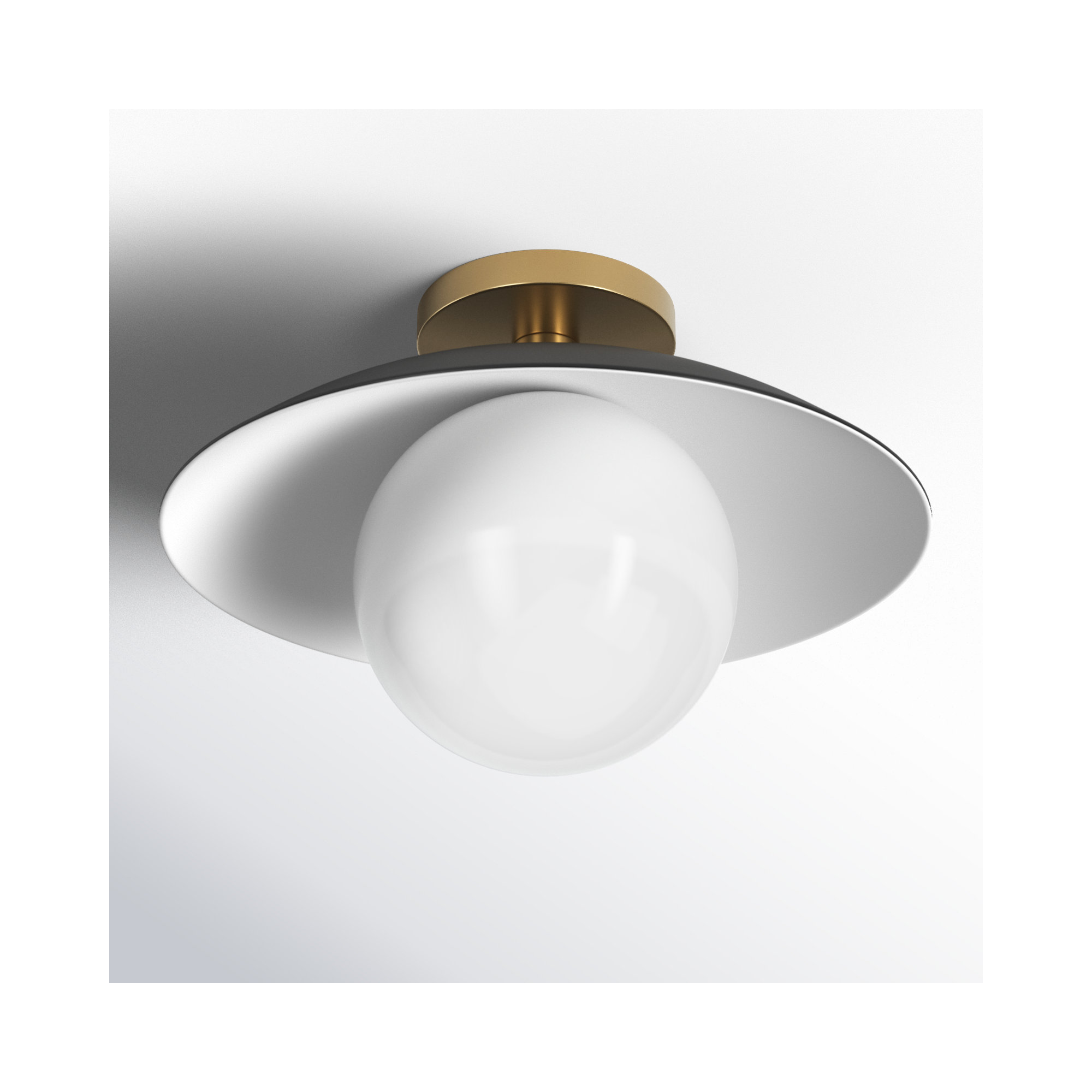 Robin Single Light Glass Semi Flush Mount, Matte Black