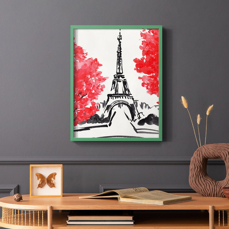 Day in Paris I, reproduction encadrée - bois massif, Vert, H 10 po x l 8 po