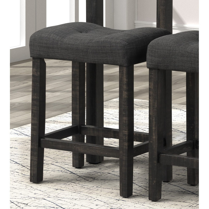 Tabouret de selle capitonné à hauteur de comptoir Sora, ensemble de, Noir