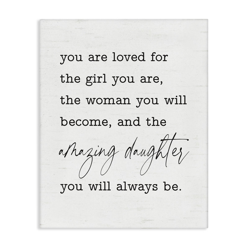 «Amazing Daughter Sentiment», art mural sur toile par lettré et doublé, H 40 po x l 30 po