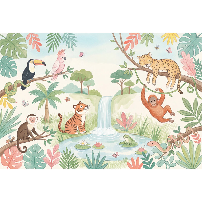 Papier peint jungle tropicale, 140 po x 108 po, Peler et coller