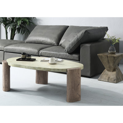 & Oak Coffee Table - Concrete Construction, 40Mm Thick Top, 27.17 In. Deep, 46.48 Wide, 16.33 High, 64.51 Lb Heavy, Modern Rustic Charm Fibre Design For A Elegant Space Ideal And Settings Top