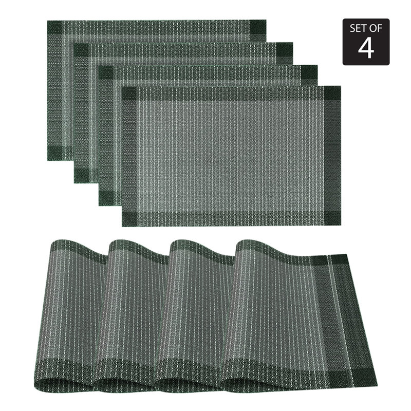 Palermo Polyester Striped Placemat, River Blue, 13" X 19"