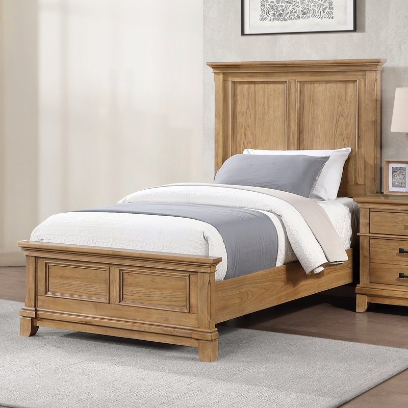 Sunstone Wood Twin Size Panel Bed, Natural, Twin