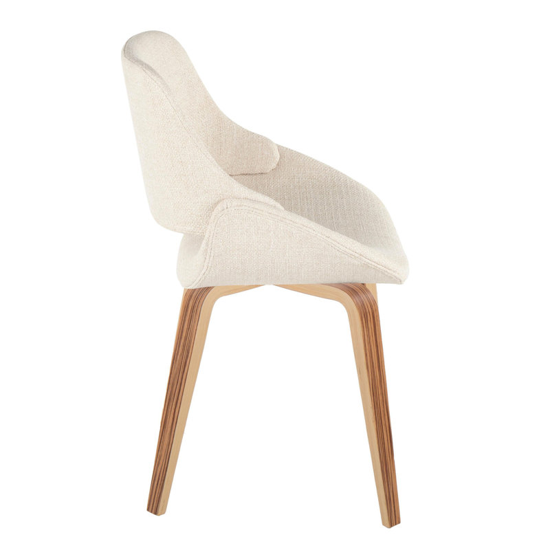 Chaise de salle à manger Mid-Century, Crème, Zèbre