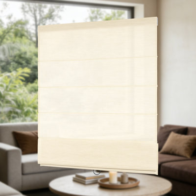 Roman Shades for Windows, Cordless Light Filtering Window Shades with UV Protection, Easy Install for Indoor Windows,Living Room,Bathroom, Bedroom,48"W X 72"H,Light Filtering-Beige