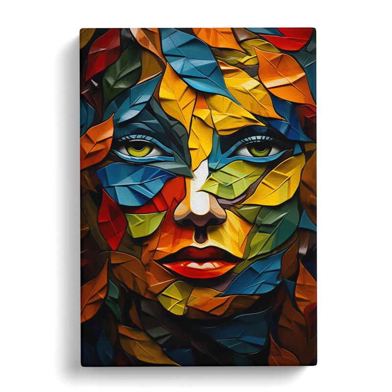 Leaf Cubism Art - Wrapped Canvas, 50cm H x 35cm W x 3cm D