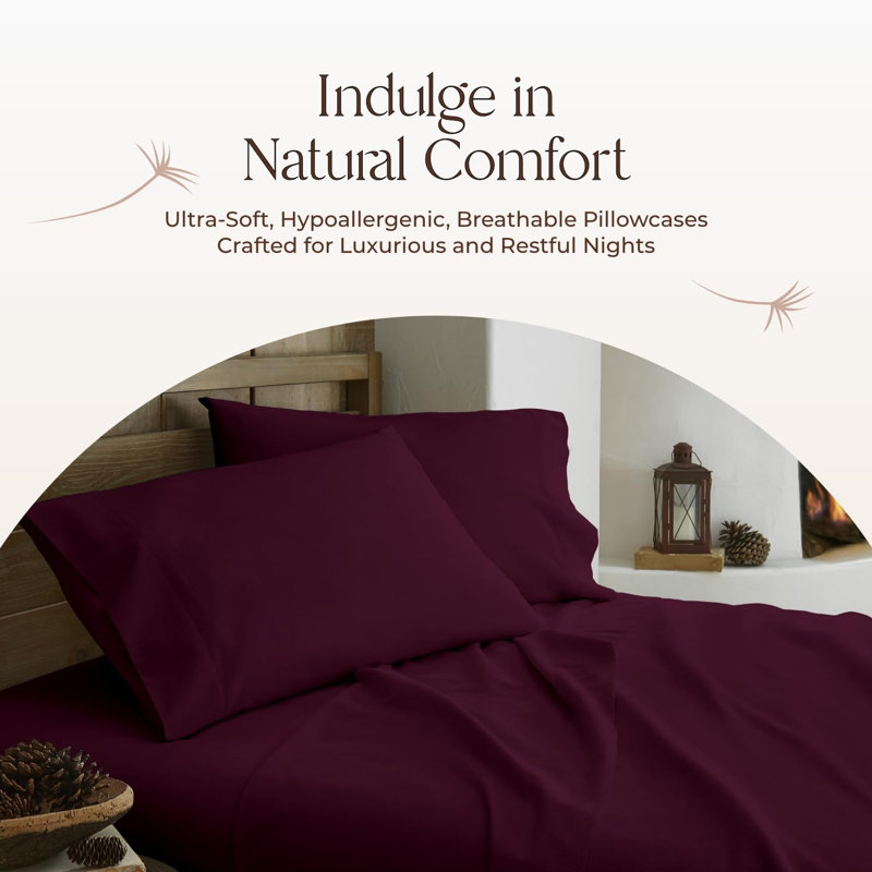 Ensemble de 2 taies d'oreiller en flanelle biologique standard - Taie d'oreiller 100% coton biologique GOTS ultra confortable de taille standard avec finition brossée lisse de qualité supérieure et fermeture à enveloppe (aubergine, très grand)
